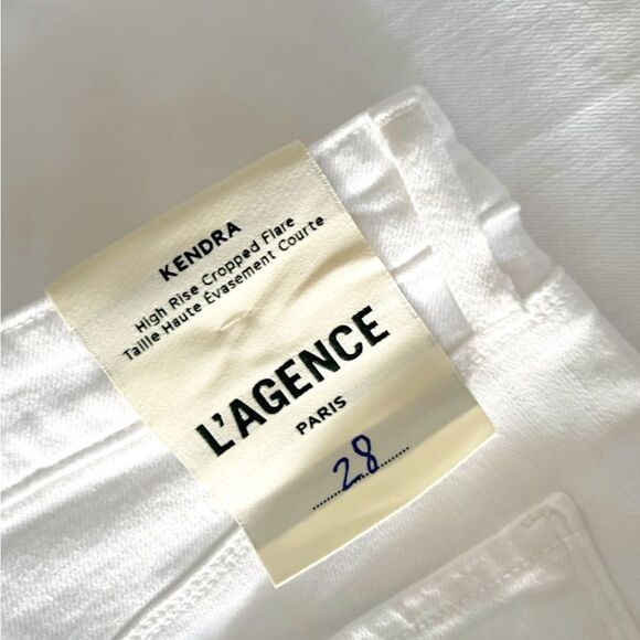L'Agence Kendra High-Rise Crop Flare Jeans White, NWT, Size 28 - Picture 8 of 9